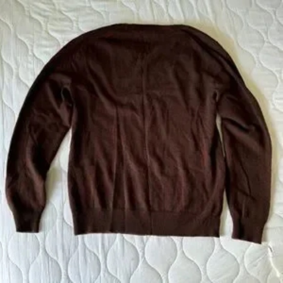 Club Room Cashmere Sweater Brown Vneck Small - Picture 2 of 5